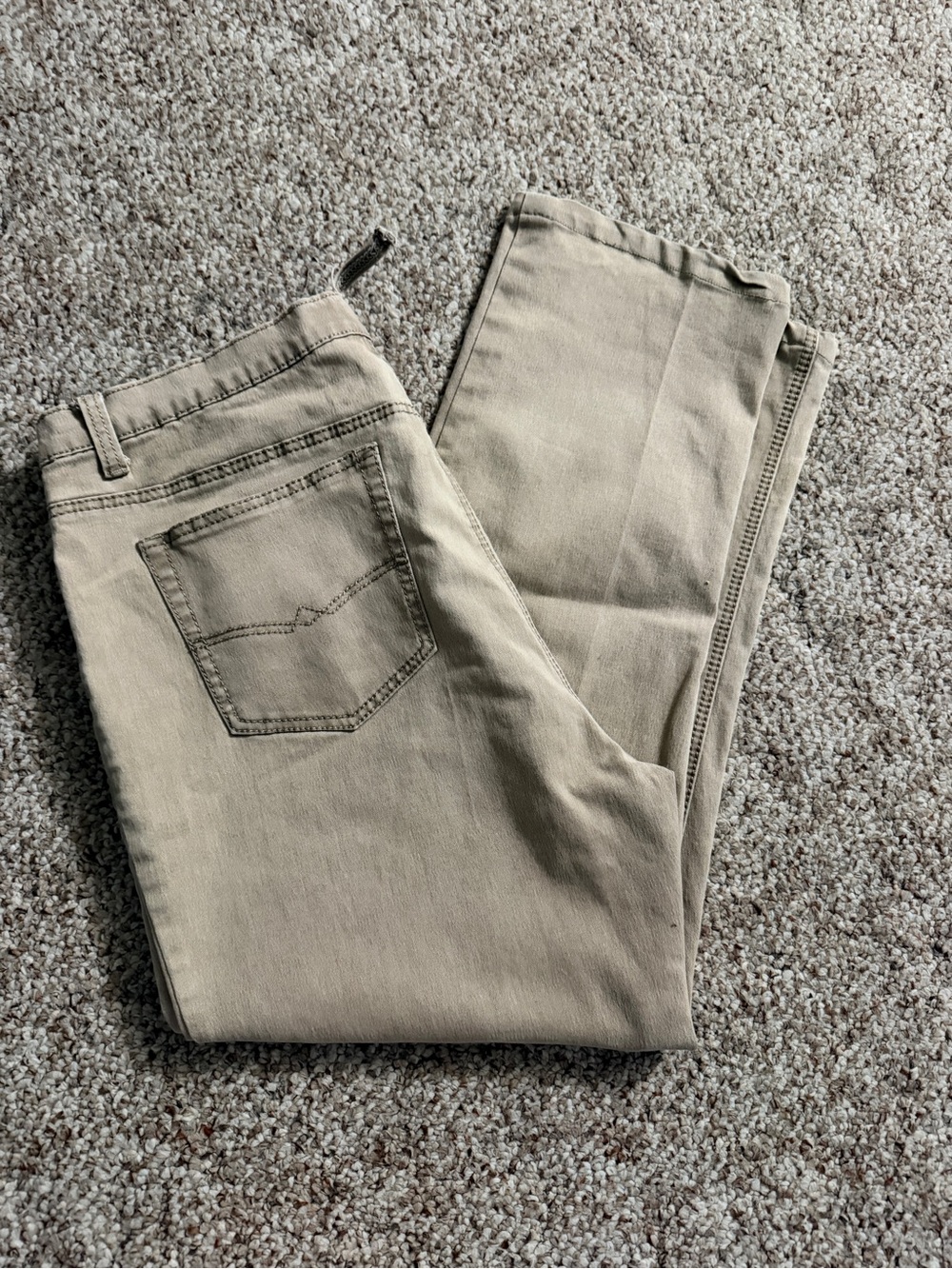 Beige Straight-Leg Pants